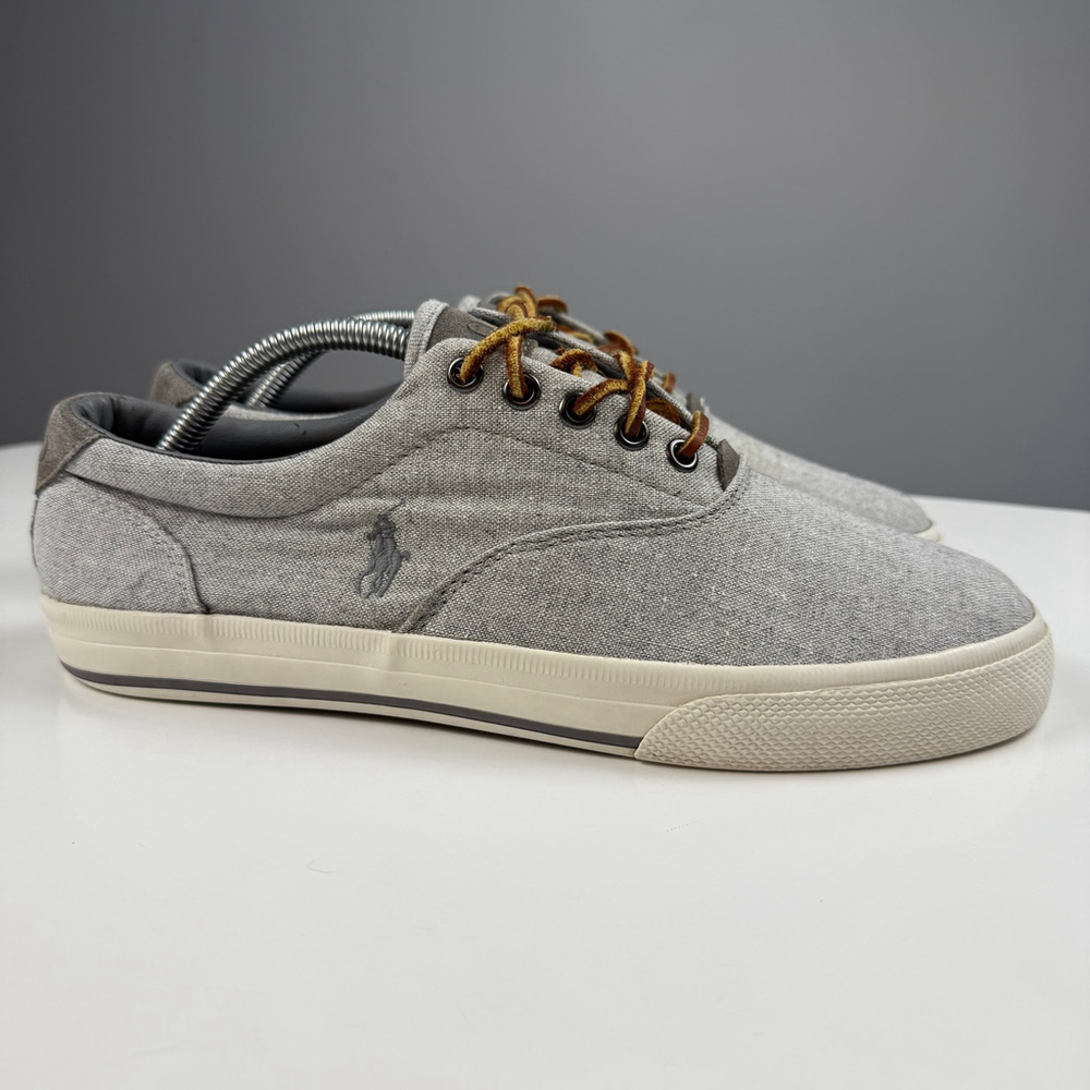 Polo Ralph Lauren Vaughn men low top canvas sneakers shoes leather lace sz 9.5 D